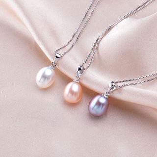Genuine Freshwater Natural Pearl Sterling Silver Women Pendant Necklace