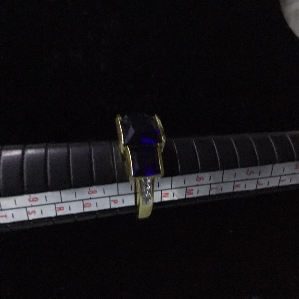 Blue Lab Sapphire Rhinestones Women Ring Fashion Jewelry - Image 5