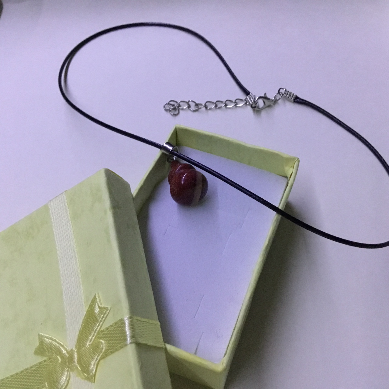 Red Jasper Natural Stone Men Women Unisex Waxed Leather Necklace - Image 3