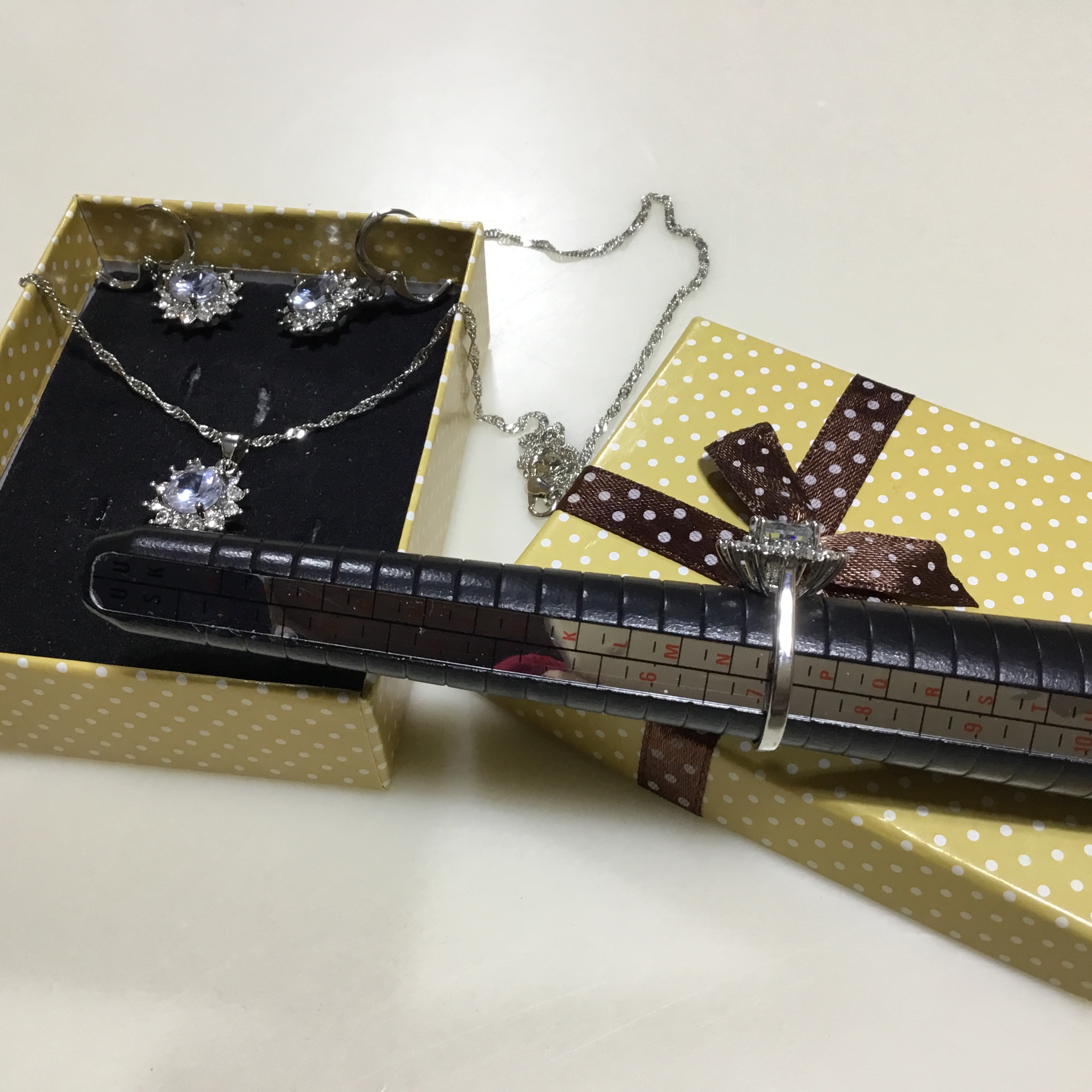 Sterling Silver 925 Cubic Zirconia Earrings Necklace Ring Women Jewelry Flower Set - Image 5