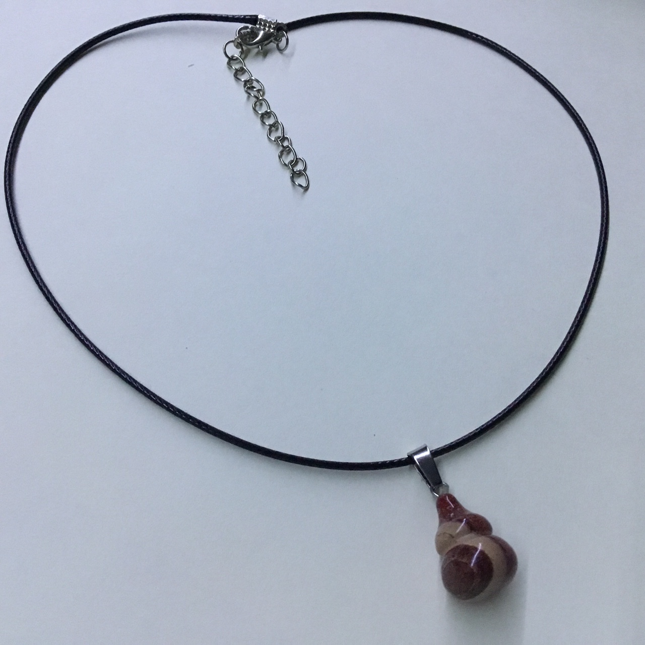 Red Jasper Natural Stone Men Women Unisex Waxed Leather Necklace - Image 2