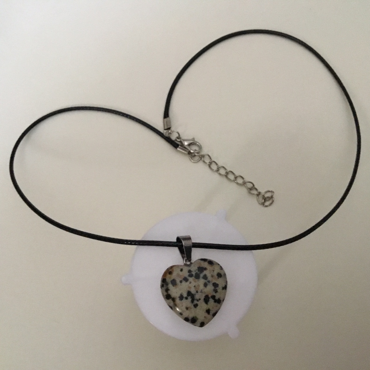 Heart Dalmatiner Zasper Natural Stone Colour Women Waxed Leather Necklace - Image 5
