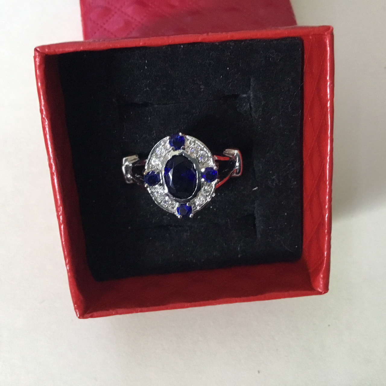 Classic Blue Sapphire Women 10KWGP Ring Fashion Jewelry - Image 3