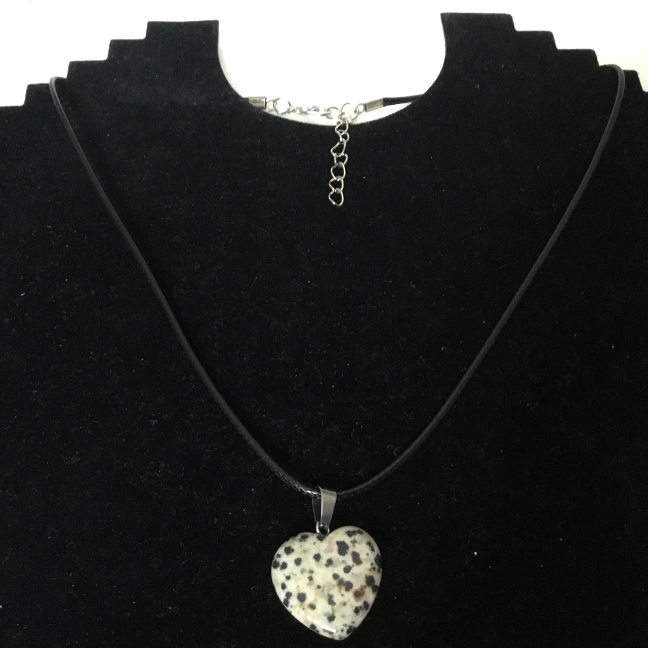 Heart Dalmatiner Zasper Natural Stone Colour Women Waxed Leather Necklace