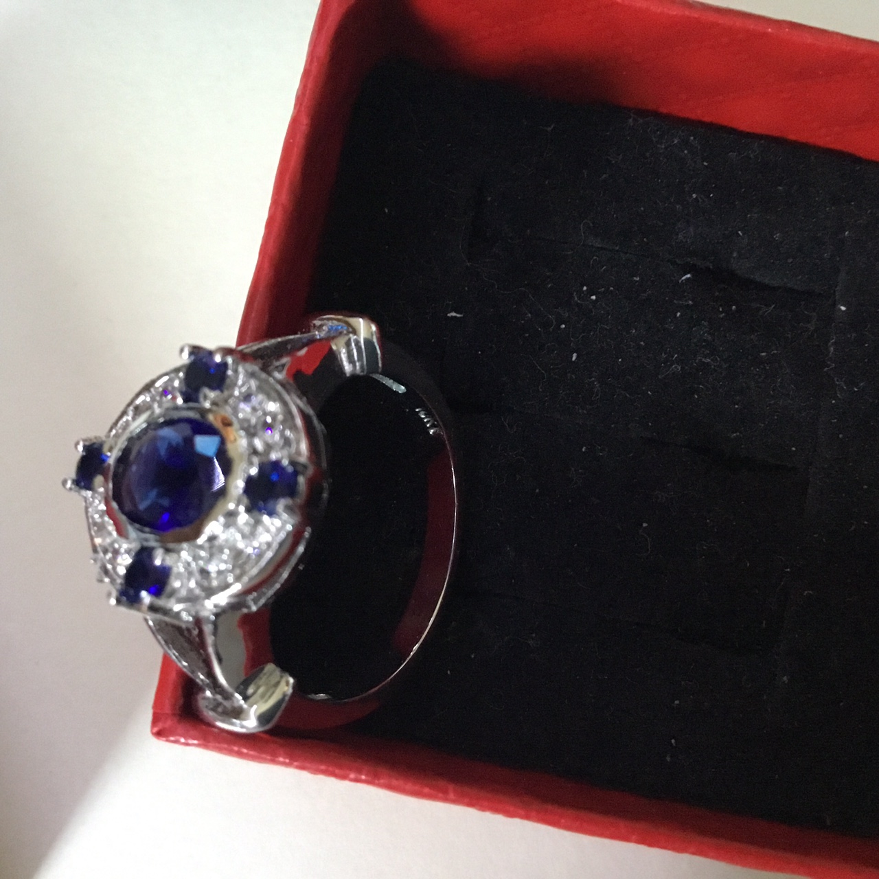 Classic Blue Sapphire Women 10KWGP Ring Fashion Jewelry