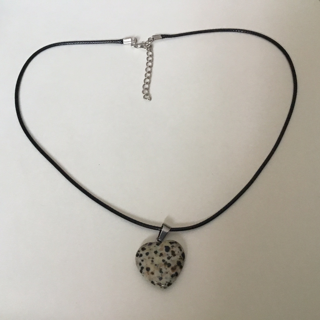 Heart Dalmatiner Zasper Natural Stone Colour Women Waxed Leather Necklace - Image 3