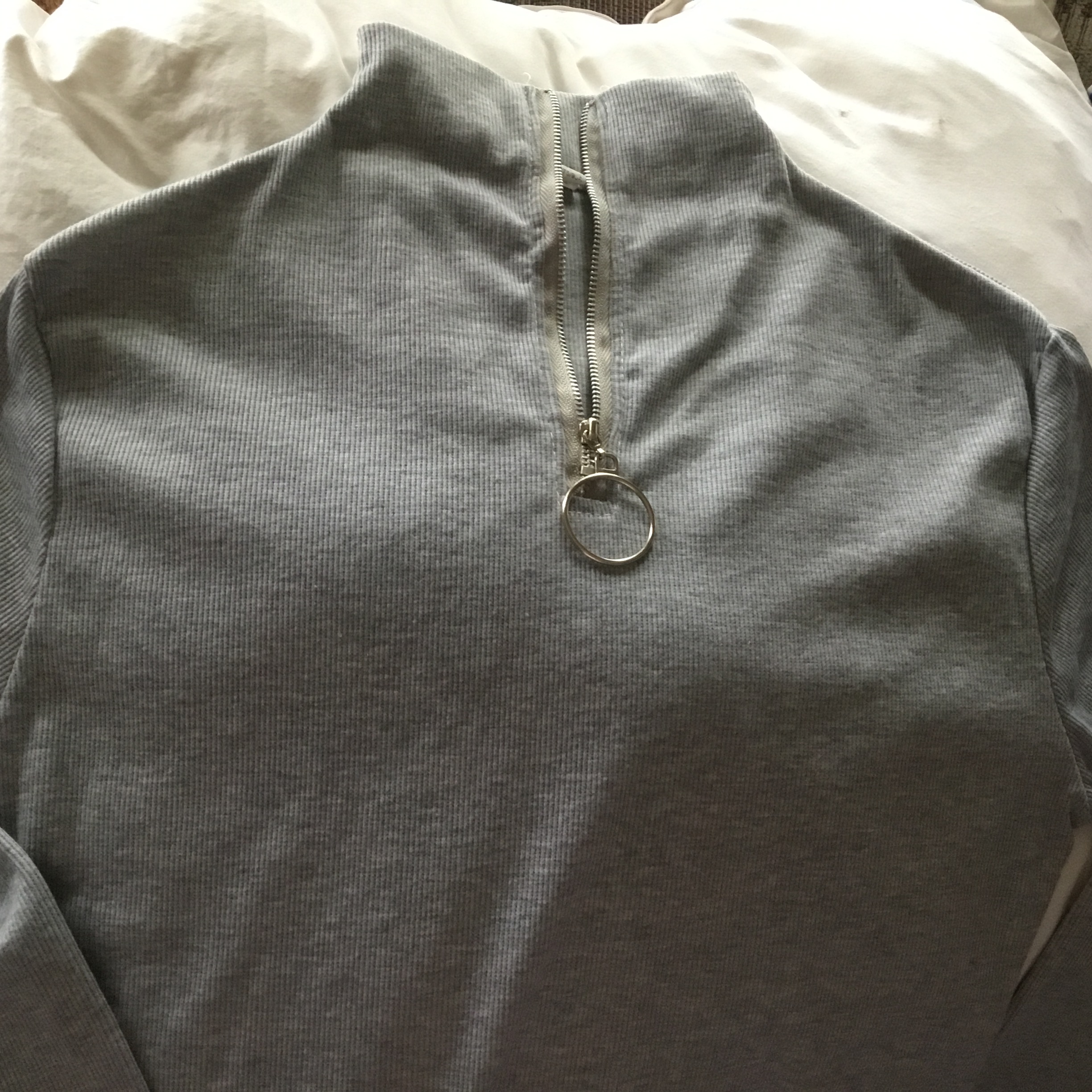 Grey Turtle Neck Zipper Light Sweater Long Sleeve (stretchable) - Image 3